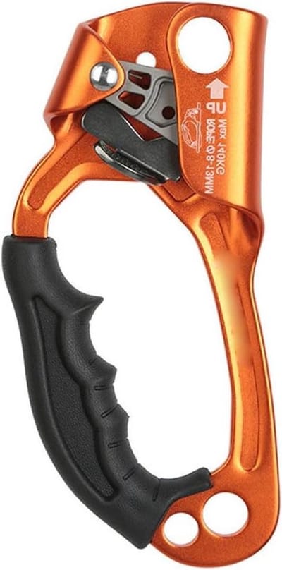Stijgklem Karabijn - Touwgreep Klimmen - Buitenactiviteiten Klimmen - Lichtgewicht Aluminium - Tot 13mm Touw - Oranje
