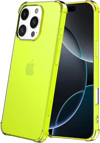 Smartphonica Telefoonhoesje Geschikt voor iPhone 16 Pro Transparant Schokbestendig Siliconen Hoesje met Stootrand - Shockproof Back Cover Case - Neon Geel geschikt voor iPhone 16 Pro