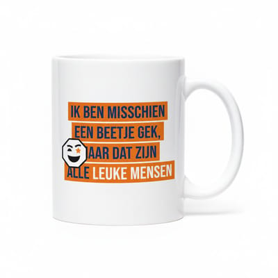 Grappige Tekst Koffiemok 330 ml – “Ik Ben Misschien Een Beetje Gek, Maar Dat Zijn Alle Leuke Mensen” Keramische Mok
