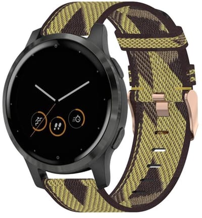 By Qubix - Geschikt voor Garmin bandje - 18mm - Geschikt voor Garmin Venu 4 - 41mm - Canvas nylon bandje - Geel