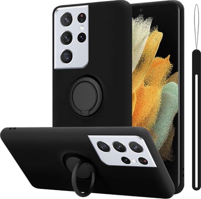 Cadorabo Hoesje geschikt voor Samsung Galaxy S24 ULTRA in LIQUID ZWART - Beschermhoes van flexibel TPU silicone Case Cover met ring