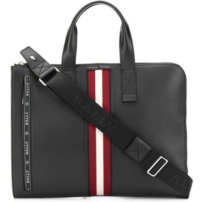 Bally Henri Sac Bandoulière Épaule Patchwork Cuir Rayures Rouge et Blanc Sacs Homme Noir 6231775 Basic Set (Bag+Dust Bag)