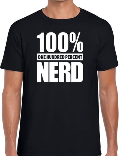 100% percent nerd tekst t-shirt zwart voor heren - honderd procent nerd shirt S
