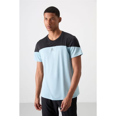Heren T-shirt met kleurafwisseling en ronde hals