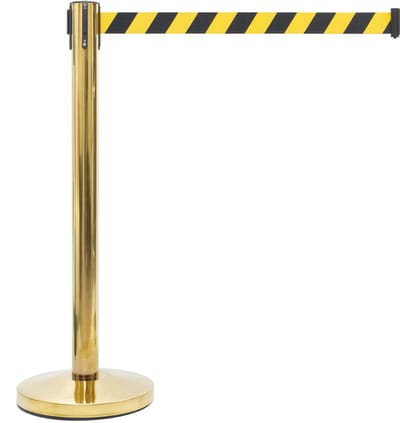 GJ Floors - Afzetpaal met trekband | Messing - Geel-Zwart - Hoogte: 92 cm - Lengte: 200 cm - Steel diameter: 5,1 cm