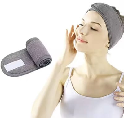 Skincare hoofdband - Gezichtreiniging band - Haarband - Make-up band - Grijs - 2 stuks - Klittenband - CHPN