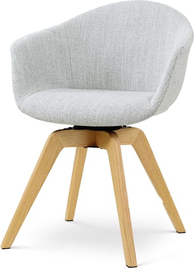 Nolon Noor-Otis draaibare Eetkamerstoel grijs melange - houten onderstel - armstoel - comfortabele zitting - scandinavisch