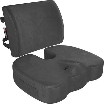 Zitkussen en Lendensteun voor Bureaustoel - Antislip Memory Foam voor Comfort en Ondersteuning