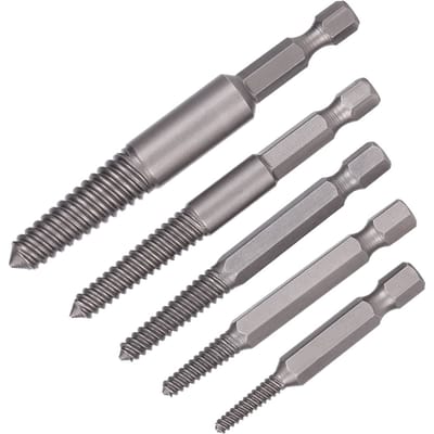 5 pièces Extracteur de vis cassées Queue hexagonale Dents fines Outil de retrait de boulons endommagés Kit Easy Out