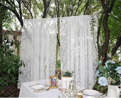 Unyqoos ® Elegant Witte Kanten Gordijnen Met Geborduurde Bloemenpatronen Voor Een Sfeervol Interieur - Set Van 2 Stuks
