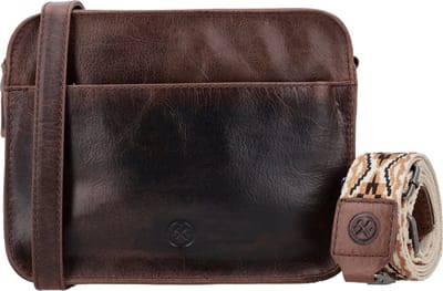 Hide & Stitches Next Navajo Schoudertas - Crossbody - Leer - Schouderband - Leren Dames Tas - Donkerbruin