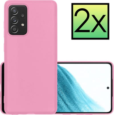 Hoesje - 2 Stuks - Geschikt voor Samsung Galaxy A53 - Sterk & Shockproof - Case Siliconen - Back Cover - Telefoon Hoes - Lichtroze