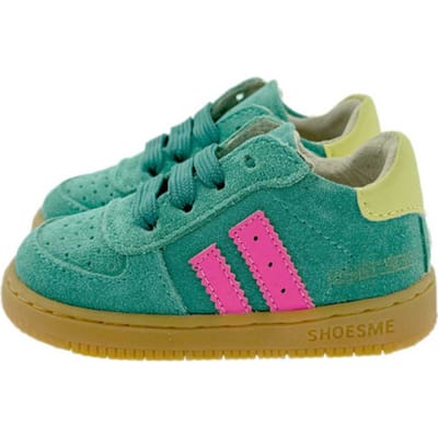 Shoesme Groen Sneakertje - Sneakers Kinderen - Meisjes - Green Pink - Suède - Maat 19