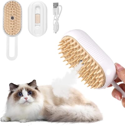 3-in-1 Stoomborstel voor Huisdieren, Verwijdert Dode Haren, Massages voor Katten en Honden, Ideaal voor Vachtverzorging