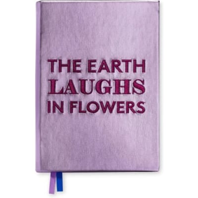 Bien moves notitieboekje geborduurd, the earth laughs in flowers, claude monet quote