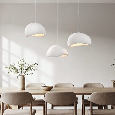 LumenXL LumenXL - Wabi Sabi hanglamp Shibui - Wit - Steenmotief - 3 x 40 cm - 3-lichts - Eetkamer - E27