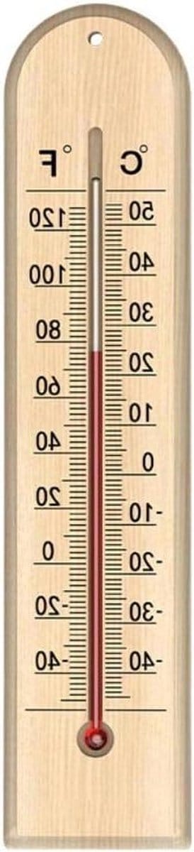 Houten thermometer - Wand hygrometer - Temperatuur meten - Batterijvrije werking - 27 cm lang - Natuurlijk hout