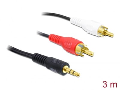 Delock Cable Audio 3.5 mm stereo jack male > 2 x RCA male 3 m
