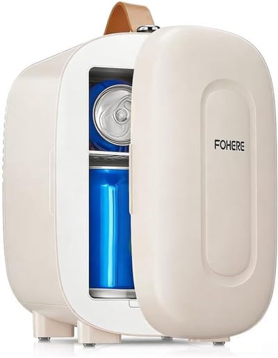 Mini Koelkast 5 L - Draagbare Koelbox voor 6 Blikjes met AC en DC Aansluiting - Compacte Stille Koelkast voor Slaapkamer, Auto, Kantoor en Skincare
