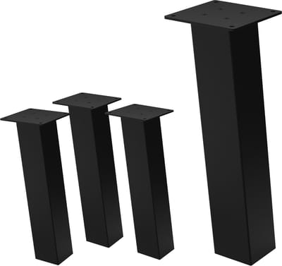 Set van 4 tafelpoten schuin H42 cm zwart glanzend gemaakt van staal hoekprofiel 8x8 cm I-vorm 96° helling ML design