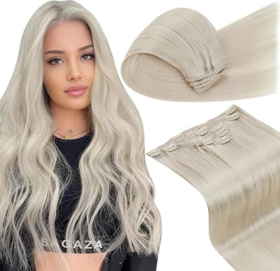 Clip in Hair Extensions Human Hair 5pcs 80g 12Inch Platinum Blonde Haarextensies Remy Naadloze Dubbele Schuft Clip in Haarextensies #60