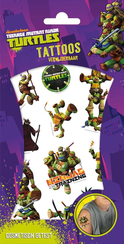 Ninja Turtles Tattoos - Tijdelijke Tattoo - Plak Tattoos - Nep Tattoo - Fake Tattoo - Ninja Turtles - Kinderen - 1 Vel met 12 tattoos
