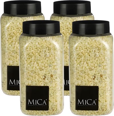 Mica Decorations decoratie stenen/granulaat - 4x - 650ml - geel - hobby steentjes