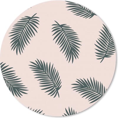 Muismat rond 20x20 cm - Mousepad Zomer - Palmbladeren - Pastel - Ronde muismatten