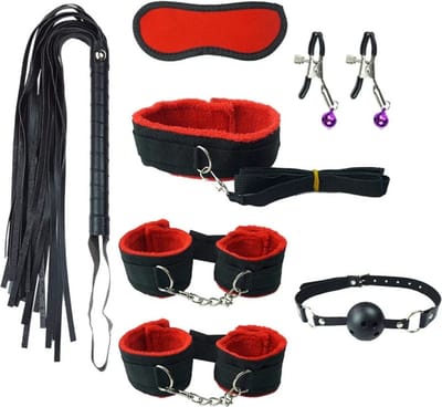 ALLGoods.Sex Toys voor Koppels - 8 Delen Set - SM Pakket - Bondage - Vastbinden - Kit - Startset - Handboeien - Rood BDSM