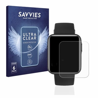 Savvies - Screenprotector voor Xiaomi Mi Watch Lite - Folie Beschermfolie transparant 6 Stuks