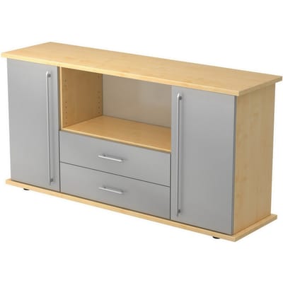 KAPA SB | Dressoir | met deuren + laden - Esdoorn/Zilver Rail handvat (kunststof)