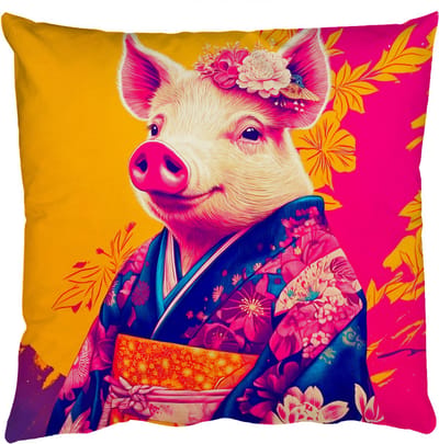 Sierkussens - Kussentjes Woonkamer - 50x50 cm - Varken - Bloemkroon - Kimono - Abstract