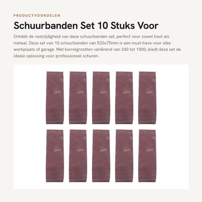 Dailygoods- Schuurband 10 Stuks 75 x 533 mm - Aluminiumoxide - Korrelgrootte 240/320/400/600/800/1000 - Geschikt voor Hout/Metaal - Professioneel Schuren - Schuurbandmachine Compatibel - Schuurriem