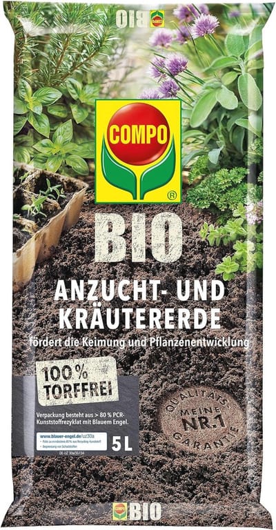 Biologische Kweek- en Kruidenaarde, Turfvrij, 5 L - Perfect voor Duurzaam Tuinieren