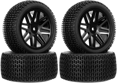 RC Auto Wielen - Banden Set - Terrein Rijden - Met Foam Inzet - 12mm Hex - Zwart