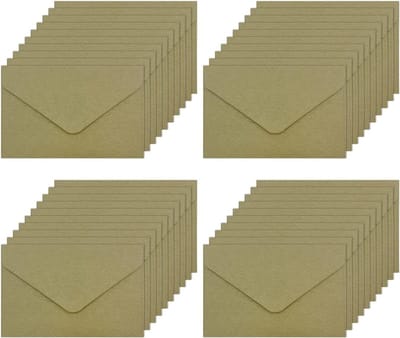 Set van 40 Kraft Papieren Enveloppen 10.5 x 7 cm, Ideaal voor Verjaardagskaarten, Uitnodigingen en Poststukken in Grasgroen
