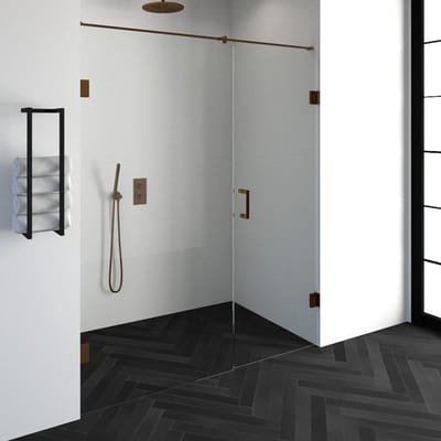 Brauer Void nisdeur 2-delig helder glas 170x200 omkeerbaar met draaideur 70 aan muur incl. glascoating PVD koper