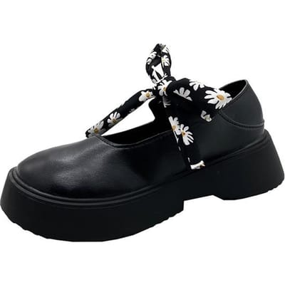 Mary Jane Schoenen Nieuwe Zomer Britse Stijl Mode Lolita Strikbandjes Set Voeten Ronde Neus Platte Schoenen Casual Pumps Loafers Dames 40