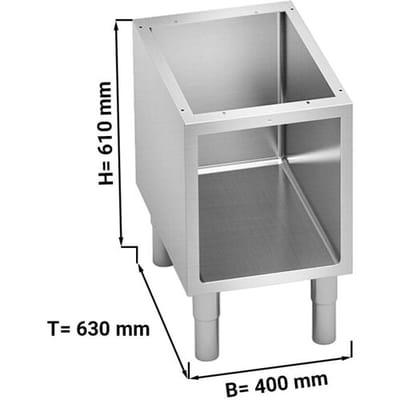 GGM Gastro Offener Unterbau - 400mm - mit abgerundeten Kanten Zilver