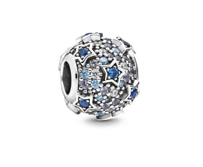 Fler® | Zilveren Bedels | Bedel Verhoogde Sterren | Kristal | Past op populaire bedel armbanden (standaard - 3mm) | armbandbedel | Valentijnsdag kado | Sinterklaascadeau | Kerstcadeau | Bedels Charms Beads