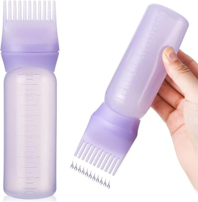 2 Stuks Haarolie Applicators met 180ml Inhoud, Gegradueerde Schaal, Kam Applicator en Haarverf Borstel voor Essentiële Olie, Haarverzorging en Kleurtoepassing