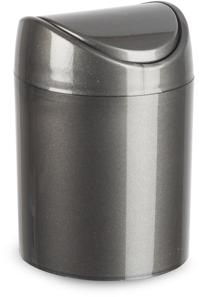 Plasticforte Mini prullenbakje - donkergrijs - kunststof - met klepdeksel - keuken aanrecht/tafel model - 1,4L - 12 x 17 cm