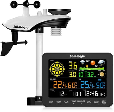Weerstation Draasloos Binnen/Buiten - Weerstation - Zwart - Draadloze Binnen- en Buitensensor - 6.5-inch HD Kleurendisplay - Voor Thuisgebruik