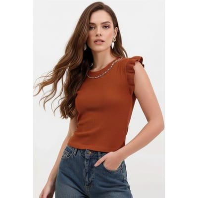 Geborduurde Textuur Crew Neck Blouse