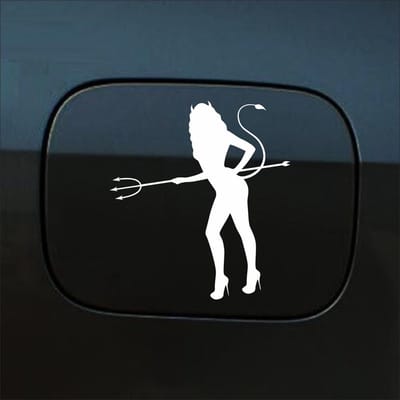 Bumpersticker - Vrouw Duivel - 14 X 13 - Wit