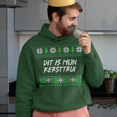 Foute Kerst Hoodie - Kleur Groen - Dit Is Mijn Kersttrui - Maat S - Uniseks Pasvorm - Kerstkleding voor Dames & Heren