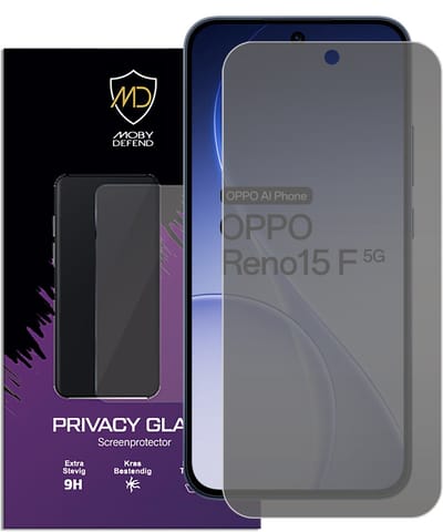 MobyDefend Screenprotector - Geschikt voor Oppo Reno15 F / Oppo Reno15 FS - HD Privacy Glass Screensaver