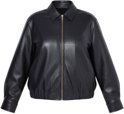 Studio Untold - Dames - Blouson in leerlook oversized rits volledig gevoerd - Zwart - Maat 42+
