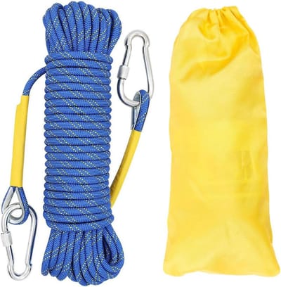 Statisch Klimtouw 8mm Nylon 20 Meter met Karabijnhaken voor Abseilen en Outdoor Activiteiten
