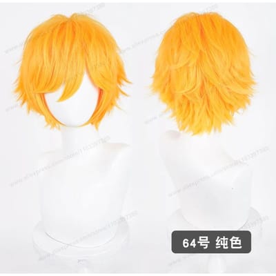 Anime Verbeterde 32cm Korte Omgeslagen Punten Cosplay Pruik Groen Blauw Paars Roze Man Vrouwen Hittebestendig Synthetisch Haar